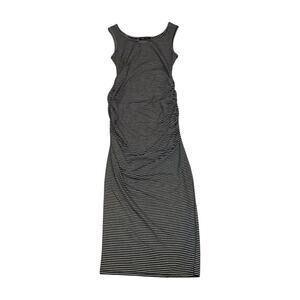 The Wendy Williams Blue & White Striped Ruched Sleeveless Long Tank Dress Size M